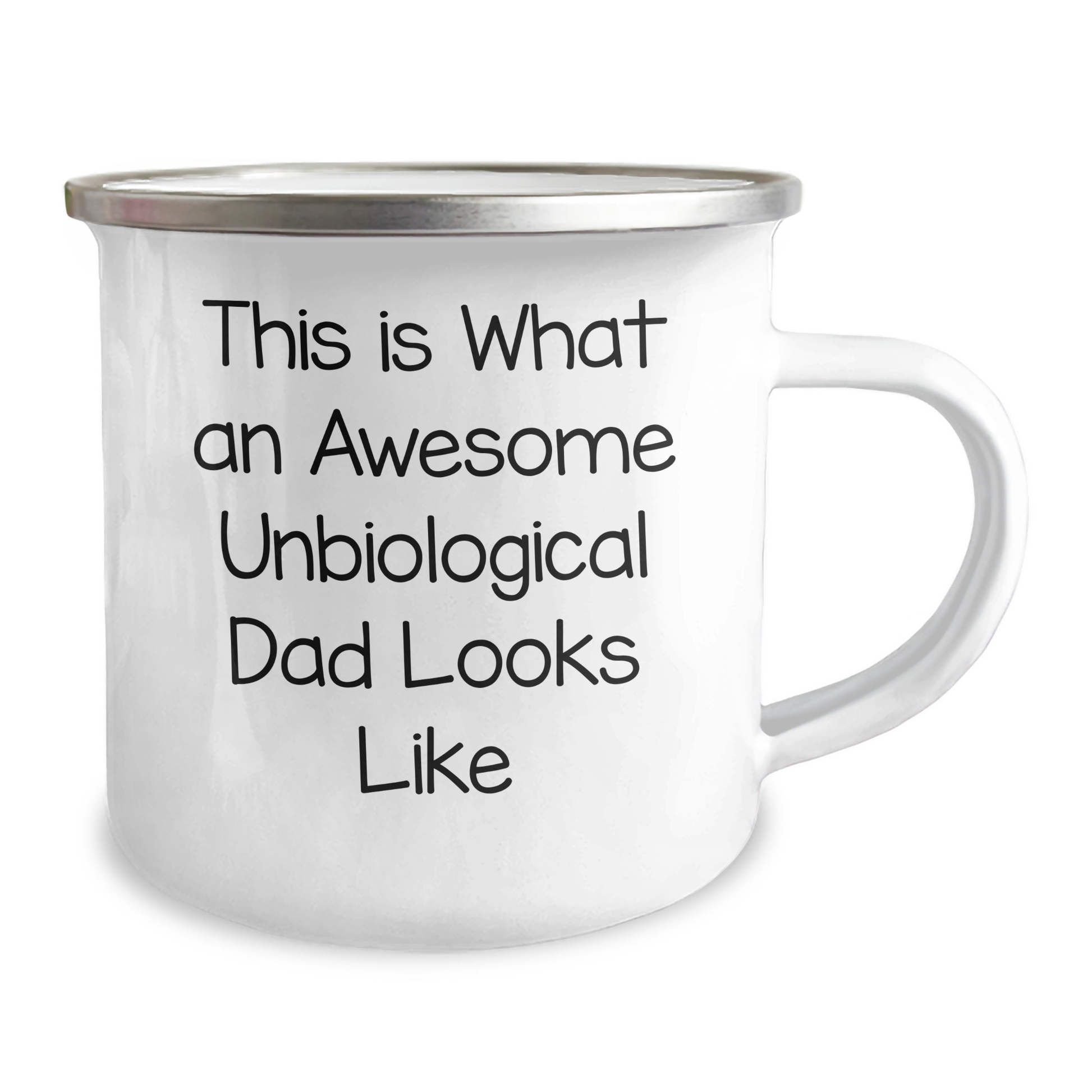 Funny Unbiological Dad Gifts for Men, This Is What An Awesome Unbiological Dad Looks Like Camping Mug, 12 oz Stainless Steel with Enamel Finish, Perfect for Unbiological Dad's Graduation - Image 2