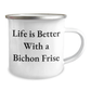 Funny Bichon Frise Dog Gifts from Dad to His Furry Friend Camping Mug for Father's Day - 'Life Is Better With A Bichon Frise', - Image 2