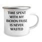 Bichon Frise Dog Camping Mug Gifts from Men to Family, 'Time Spent With My Bichon Frise Is Never Wasted' Funny Quote for Father's Day - Image 2