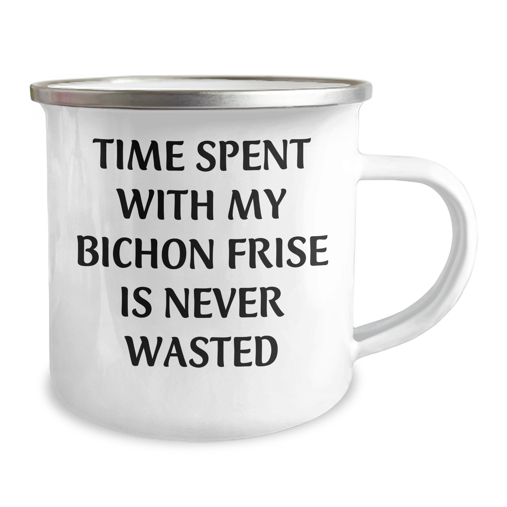 Bichon Frise Dog Camping Mug Gifts from Men to Family, 'Time Spent With My Bichon Frise Is Never Wasted' Funny Quote for Father's Day - Image 2
