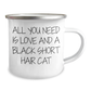 Funny Black Short Hair Cat Gifts for Mom - Camping Mug with Quote 'All You Need Is Love And A Black Short Hair Cat' - Gifts from Mom for Black Short Hair Cat Lovers - Image 2