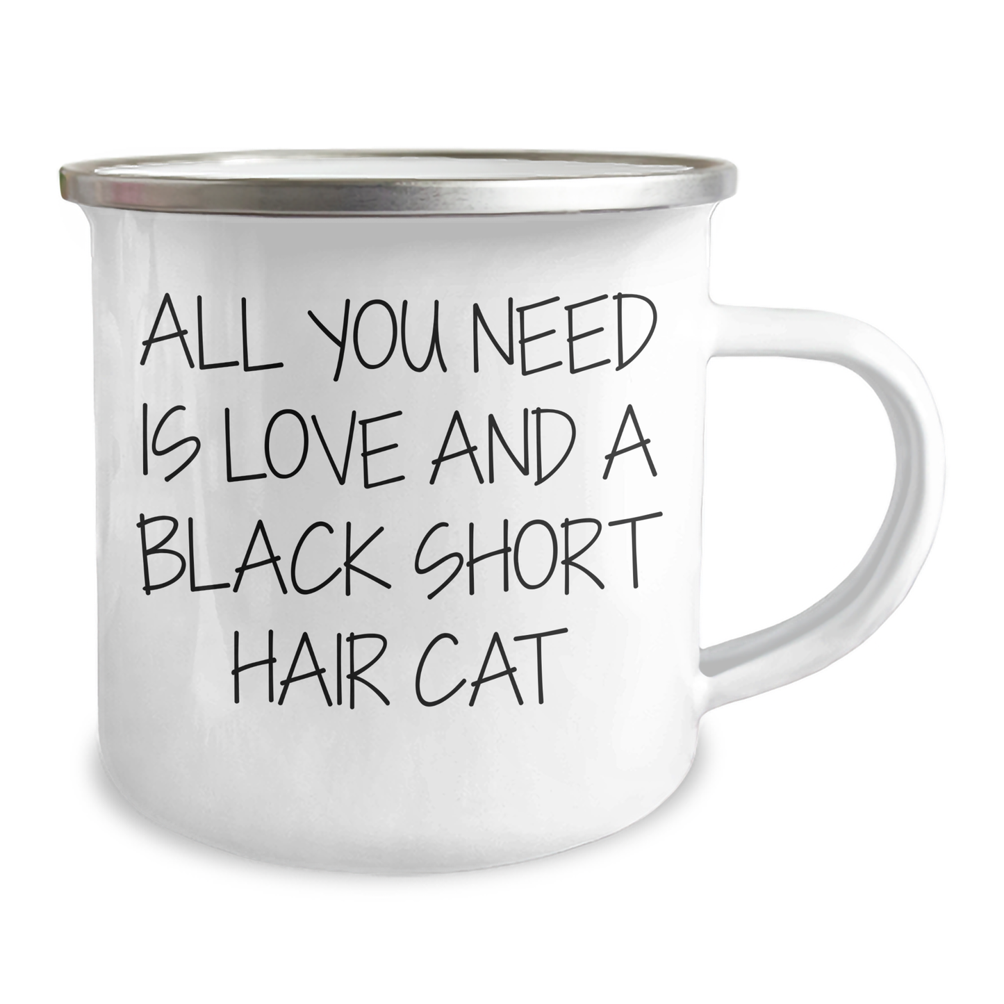Funny Black Short Hair Cat Gifts for Mom - Camping Mug with Quote 'All You Need Is Love And A Black Short Hair Cat' - Gifts from Mom for Black Short Hair Cat Lovers - Image 2
