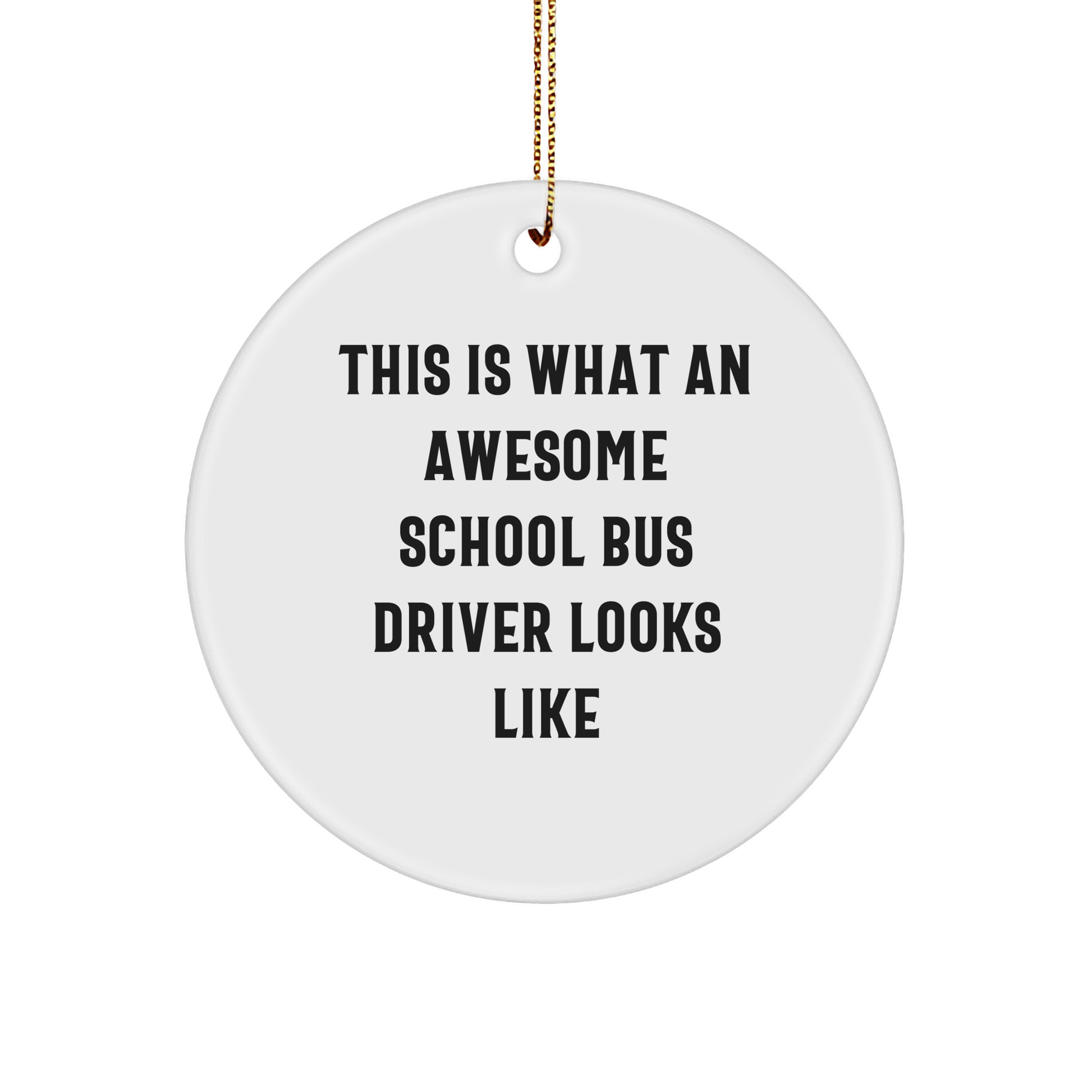 Funny School Bus Driver Gifts from Friends - This Is What An Awesome School Bus Driver Looks Like Circle Ornament for Christmas - Image 1