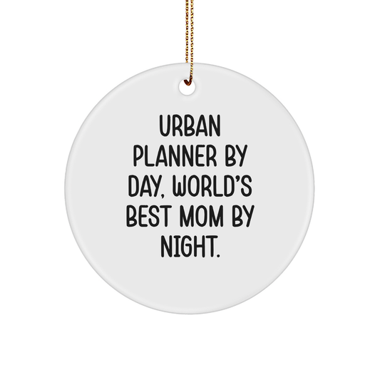 Urban Planner Gifts from Mom - World's Best Mom By Night Circle Ornament for Christmas - Image 1