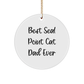 Seal Point Cat Dad Gifts for Friends, Funny 'Best Seal Point Cat Dad Ever' Circle Ornament, White, 2.75'' x 0.5 oz, Christmas Unique Gifts from Men to Family - Image 1