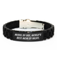 Funny Model Gifts, Model By Day, World's Best Mom By Night. Glide lock Clasp Jewelry for Father's Day, Gifts from Men to Model, Adjustable Black Silicone Stainless Steel - Image 1