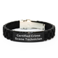 Funny Crime Scene Technician Gifts from Men to Friends - Certified Crime Scene Technician Quote Glide lock Clasp Bracelet, Adjustable Black Stainless Steel & Silicone, Father's Day Unique Gifts - Image 1