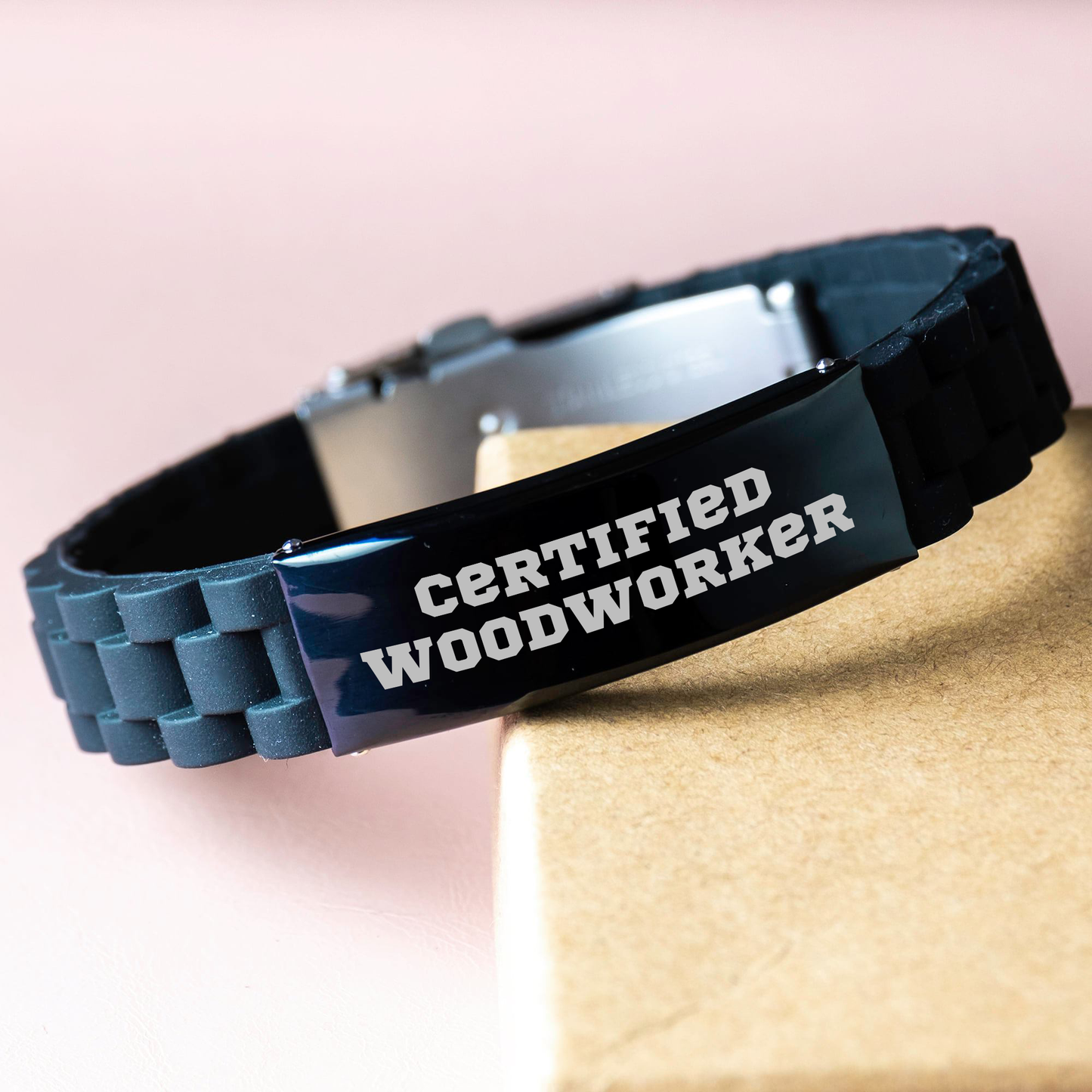 Funny Gifts from Woodworkers - Woodworker Certified Glide lock Clasp Bracelet for Men - Mother's Day Unique Gifts for Him - 'A Woodworker's Life is a Beautiful Mess' - Image 3