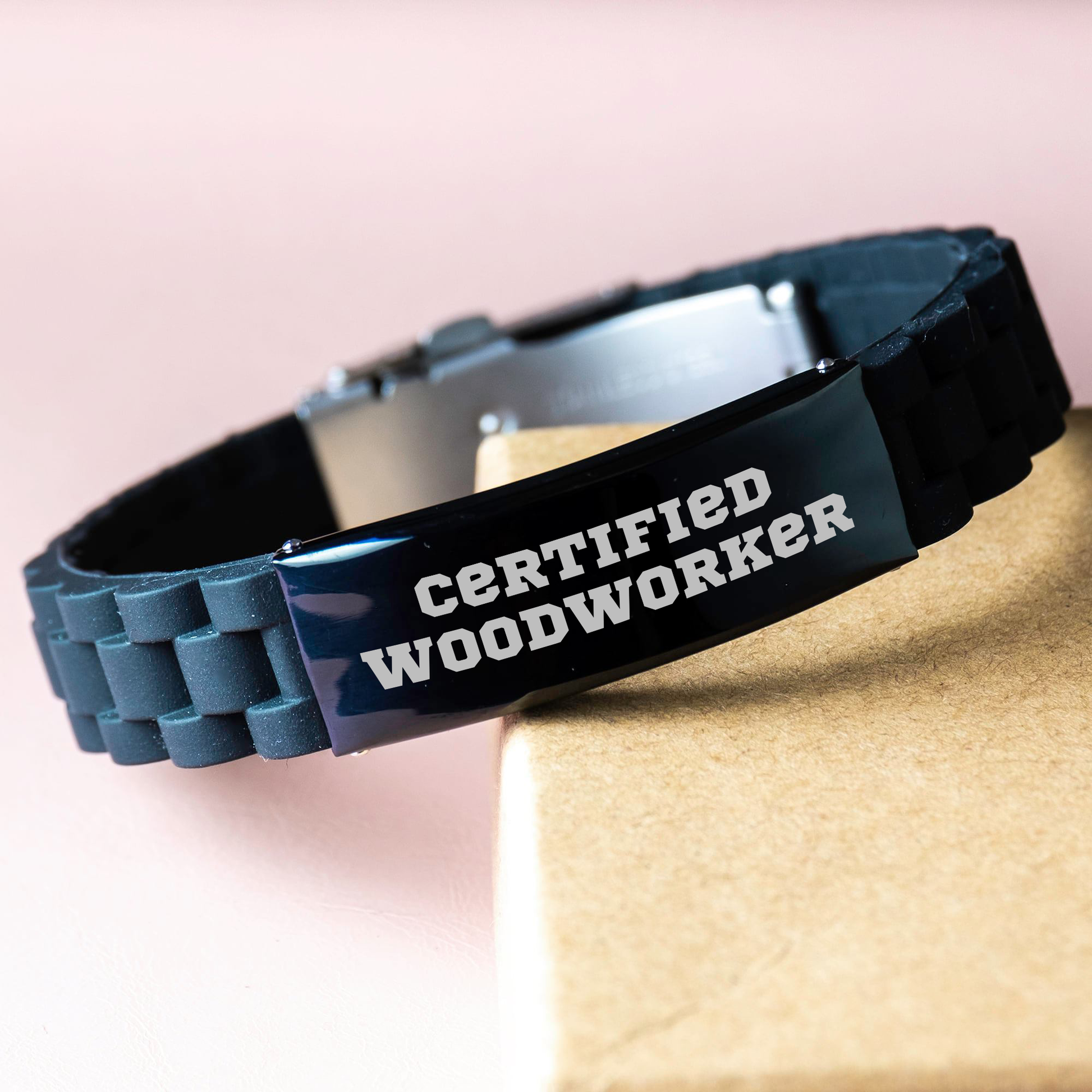 Funny Gifts from Woodworkers - Woodworker Certified Glide lock Clasp Bracelet for Men - Mother's Day Unique Gifts for Him - 'A Woodworker's Life is a Beautiful Mess' - Image 3