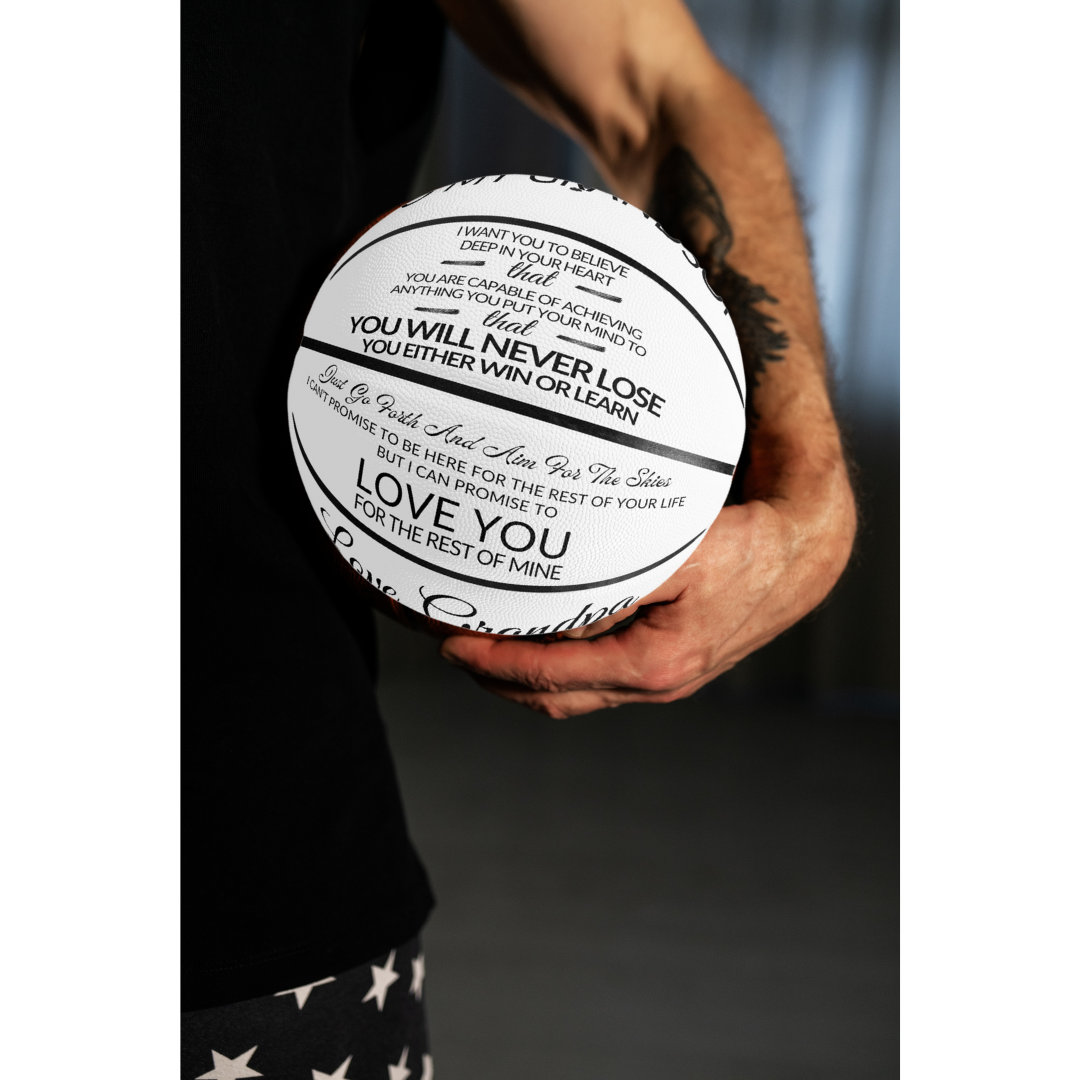 Grandson Love Grandpa Basketball - Four Panel Printed