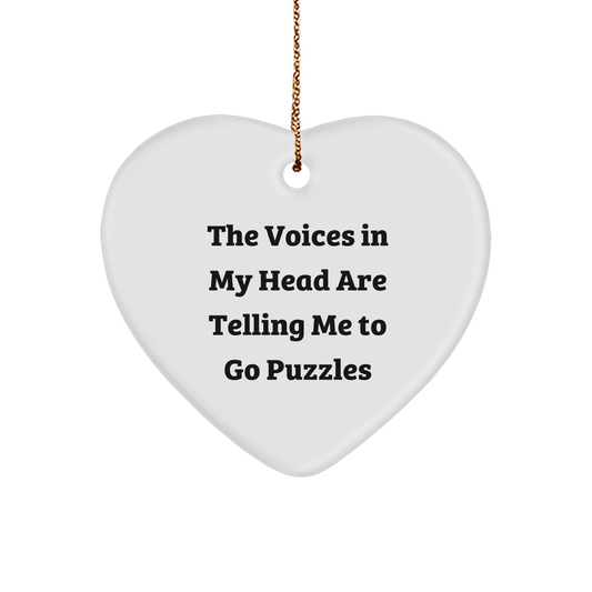 Funny Puzzles Gifts for Women - 'The Voices In My Head Are Telling Me To Go Puzzles' Heart Ornament, Christmas Unique Presents from Friends - Image 1