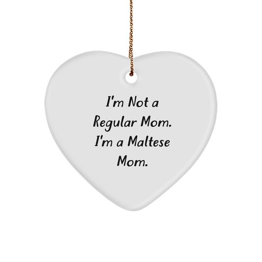 Maltese Mom Heart Ornament, Funny Quote Gifts for Maltese Dog Lovers, Christmas Unique Gifts from Friends, Family, or Coworkers - Image 1