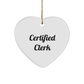 Funny Certified Clerk Heart Ornament Gifts for Men, Women, Coworkers, Family - 'You're a-maze-ing' Quote on White Heart Shaped Decoration, Perfect for Christmas - Image 1