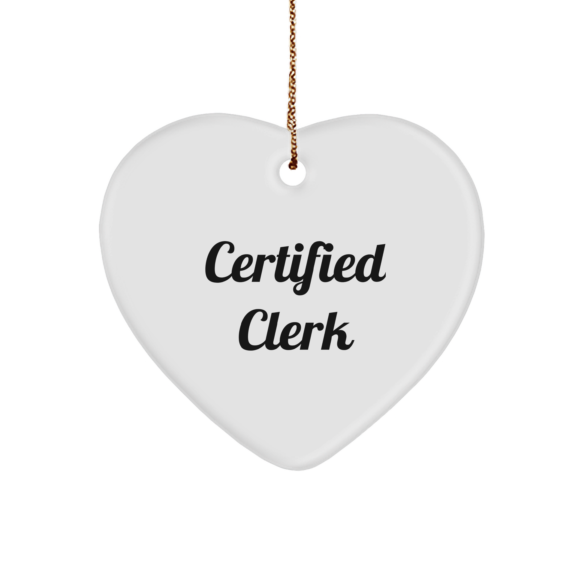 Funny Certified Clerk Heart Ornament Gifts for Men, Women, Coworkers, Family - 'You're a-maze-ing' Quote on White Heart Shaped Decoration, Perfect for Christmas - Image 1