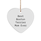 Boston Terrier Dog Mom Gifts from Friends for Boston Terrier Dog Lovers, 'Best Boston Terrier Mom Ever' Heart Ornament, Christmas Unique Gifts - Image 1