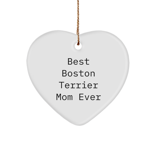 Boston Terrier Dog Mom Gifts from Friends for Boston Terrier Dog Lovers, 'Best Boston Terrier Mom Ever' Heart Ornament, Christmas Unique Gifts - Image 1