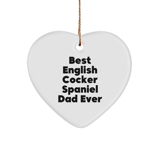 English Cocker Spaniel Dog Lover Gifts from Best Dad Ever, Heart Ornament for Christmas - Image 1
