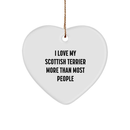 I Love My Scottish Terrier More Than Most People, Funny Heart Ornament for Scottish Terrier Dog Lovers Gifts from Family, Friends, and Coworkers for Christmas - Image 1