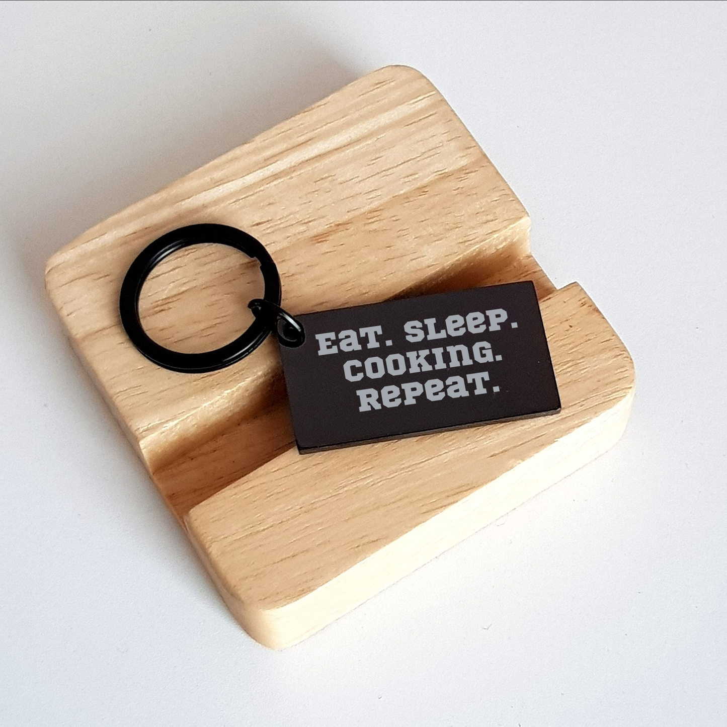 Funny Cooking Keychain Gifts from Father's Day Cooking Enthusiasts, Eat. Sleep. Cooking. Repeat. for Men - Image 2