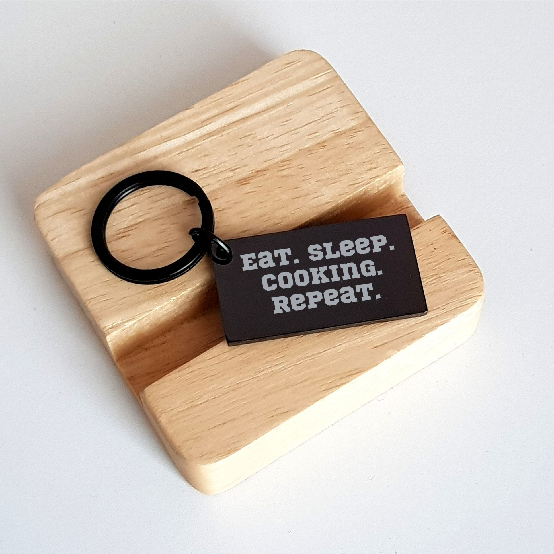 Funny Cooking Keychain Gifts from Father's Day Cooking Enthusiasts, Eat. Sleep. Cooking. Repeat. for Men - Image 2