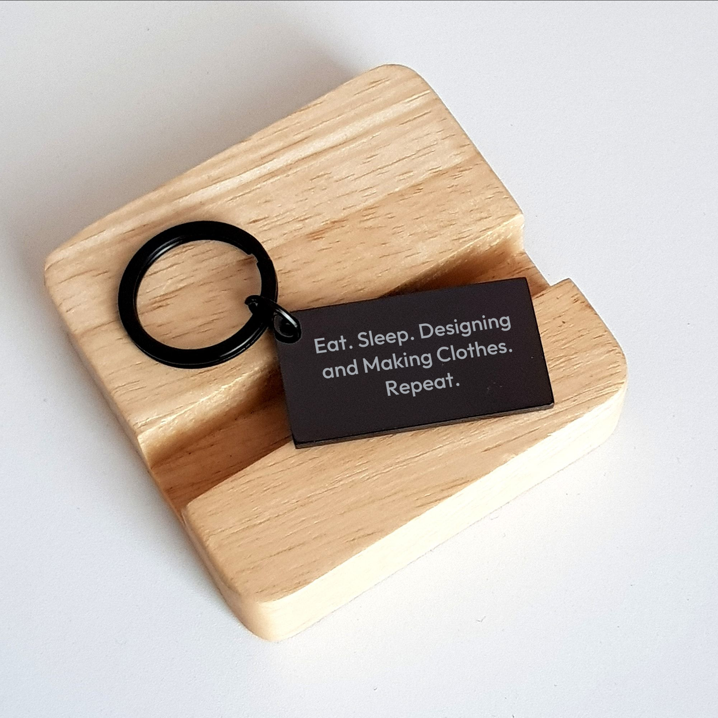 Funny Designing and Making Clothes Keychain Gifts from Men for Father's Day, Eat. Sleep. Designing And Making Clothes. Repeat., Keychain for Designing and Making Clothes Enthusiasts - Image 2