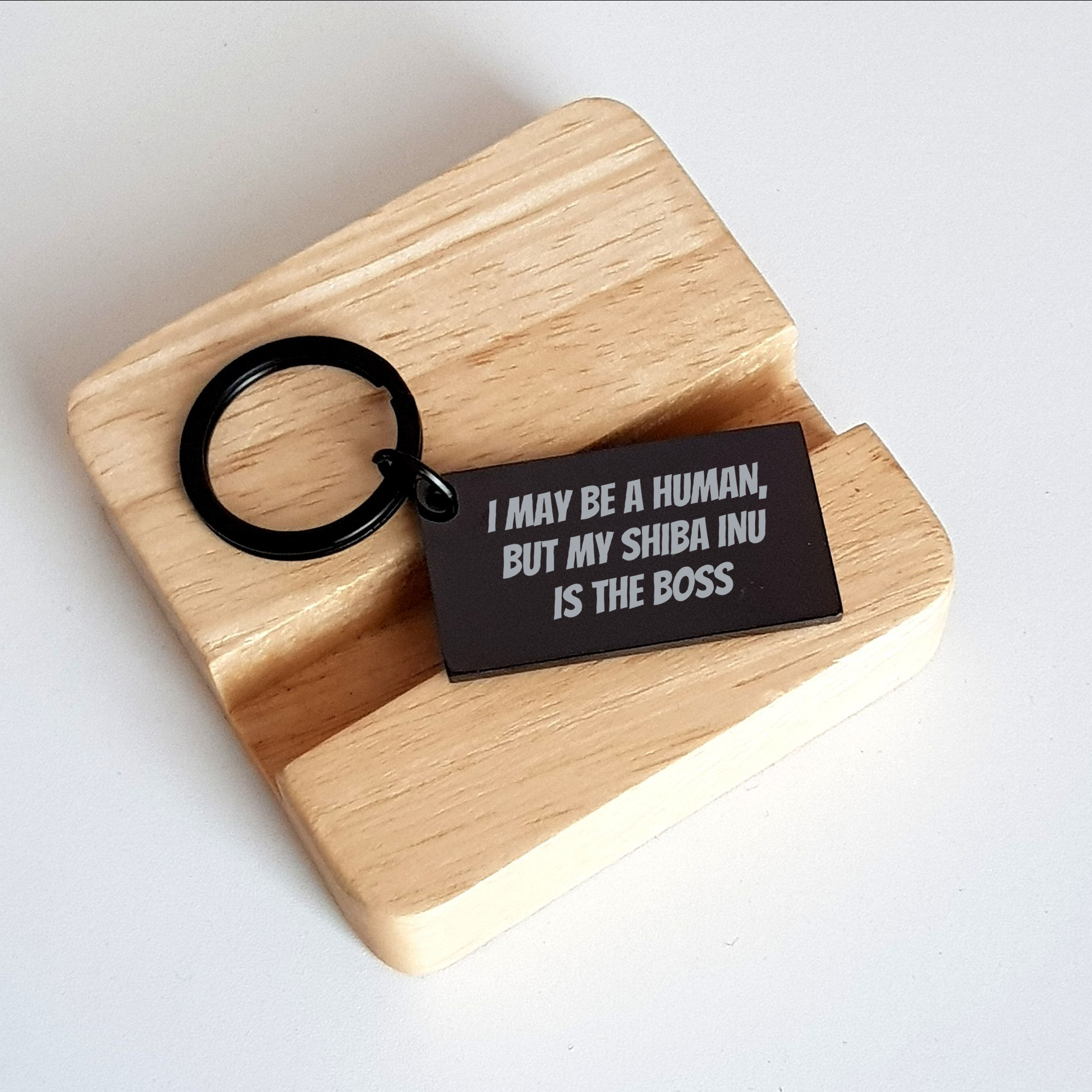 Funny Shiba Inu Dog Gifts for Men from Friends, 'I May Be A Human, But My Shiba Inu Is The Boss' Keychain, Father's Day Unique Gifts - Image 2