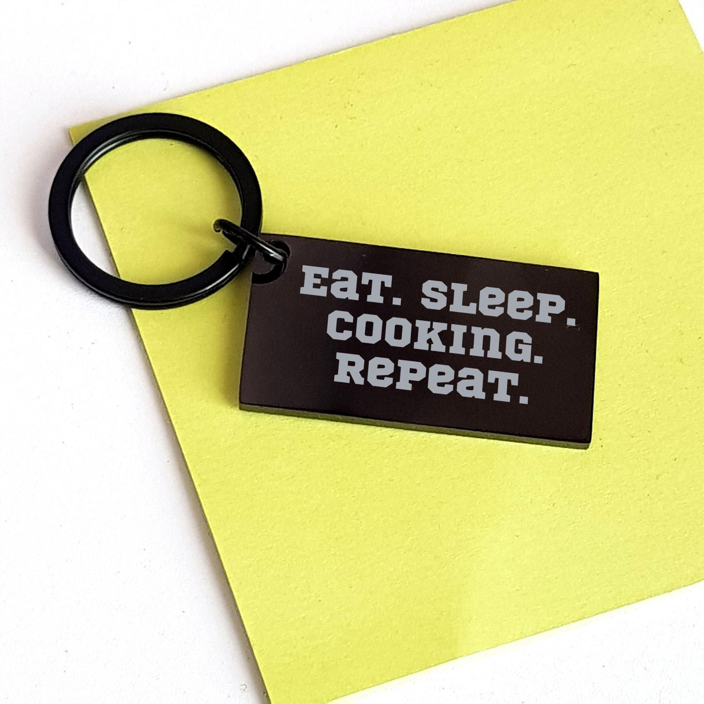 Funny Cooking Keychain Gifts from Father's Day Cooking Enthusiasts, Eat. Sleep. Cooking. Repeat. for Men - Image 3