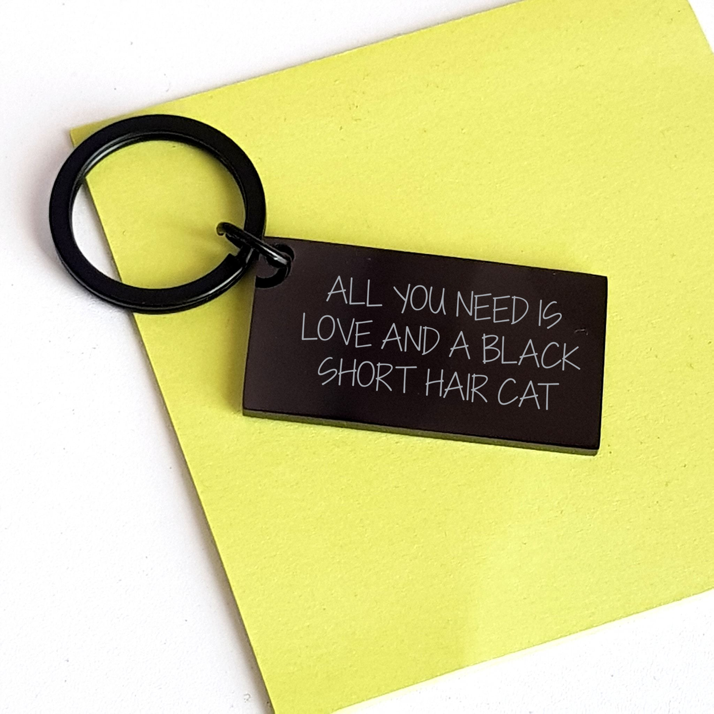 Funny Black Short Hair Cat Gifts Keychain for Mom's Day with 'All You Need Is Love And A Black Short Hair Cat' Quote, Gifts from Friends, Black Short Hair Cat Lover Gifts for Women - Image 3
