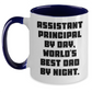 Funny Assistant Principal Gifts from Men to Assistant Principals By Day, World's Best Dad By Night Unique Two Tone Coffee Mugs for Graduation - Main