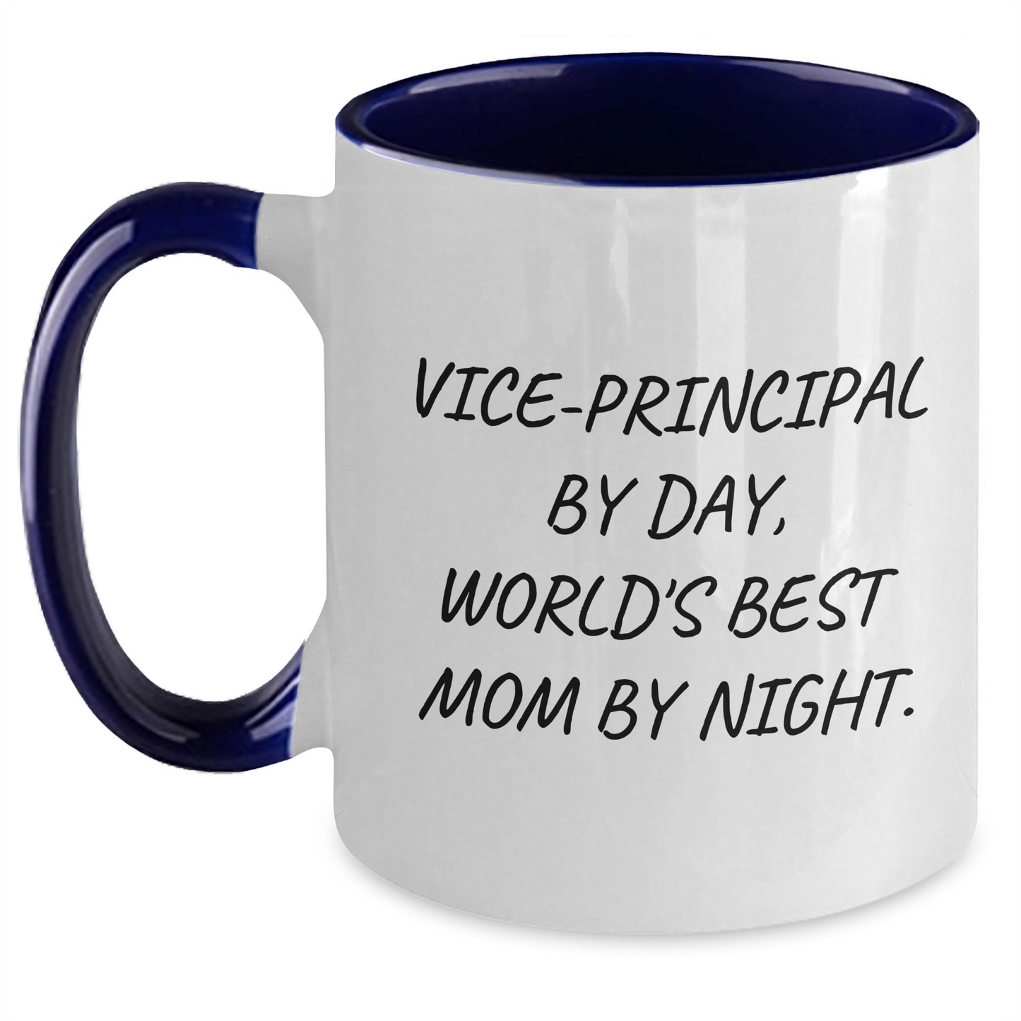 Funny Vice-Principal Gifts from Coworkers - Vice-Principal By Day, World's Best Mom By Night. Two Tone Coffee Mug, Father's Day Unique Gifts for Men - Main
