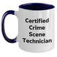 Funny Crime Scene Technician Gifts - 'Certified Crime Scene Technician' Two Tone Coffee Mug for Men and Women from Friends and Family on Father's Day - Main