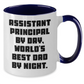Funny Assistant Principal Gifts from Men to Assistant Principals By Day, World's Best Dad By Night Unique Two Tone Coffee Mugs for Graduation - Additional