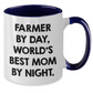 Farmer Gifts from Men - Funny Two Tone Coffee Mug, Farmer By Day, World's Best Mom By Night. - Unique Father's Day Unique Gifts for Farmers - Additional