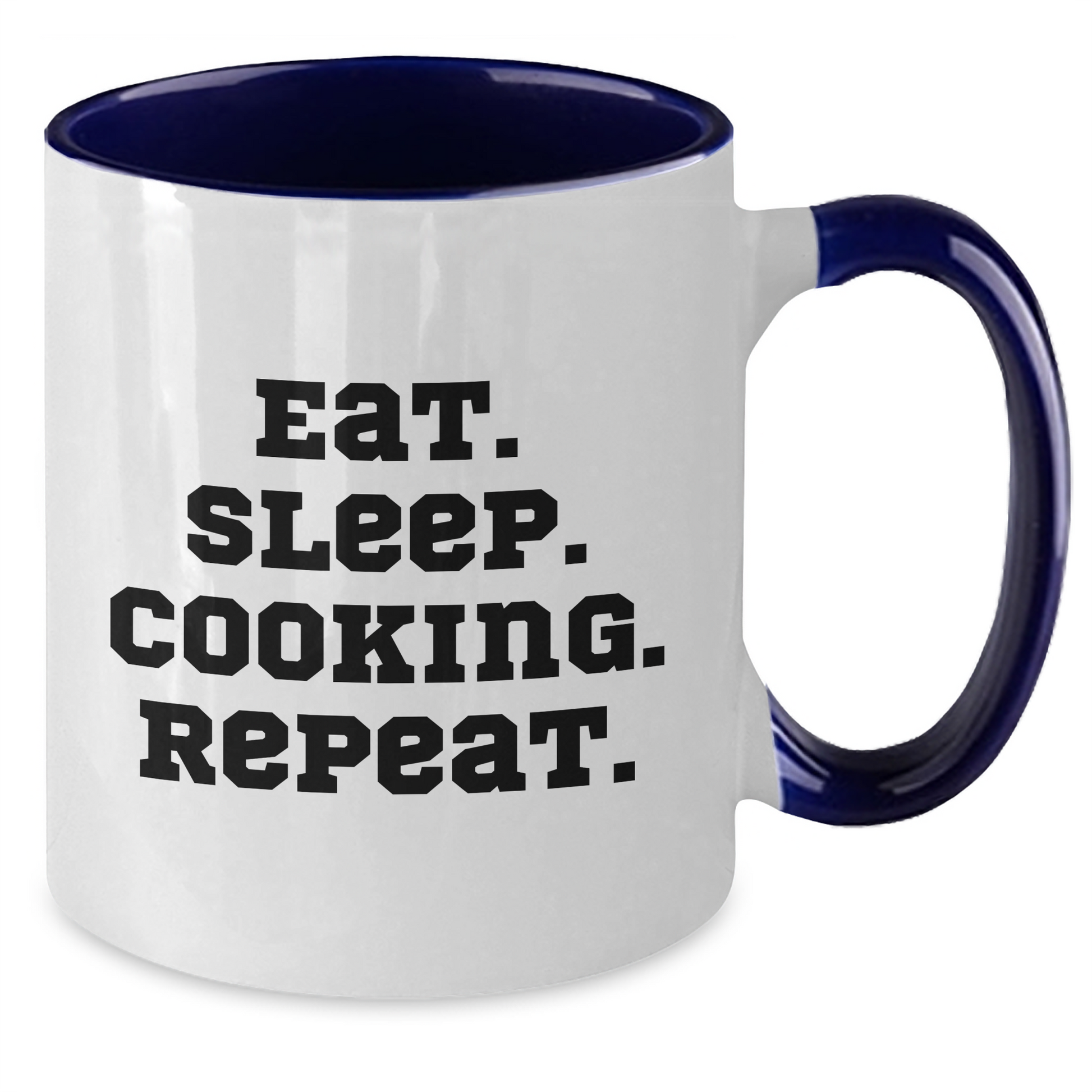Funny Cooking Quote Two Tone Coffee Mug, Gifts from Men to Cooking Lovers on Father's Day, Eat. Sleep. Cooking. Repeat., Cooking Mugs for Dad - Additional