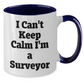 Funny Surveyor Gifts from Men to Surveyor Friends on Mother's Day - I Can't Keep Calm I'm A Surveyor Two Tone Coffee Mug - Additional