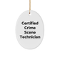 Funny Crime Scene Technician Gifts from Friends for Men - Certified Oval Ornament, White, Christmas Unique - Image 1