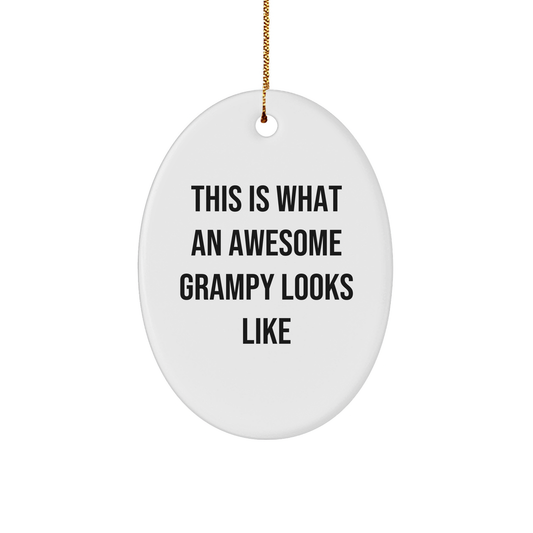 Funny Grampy Gifts for Men, Oval Ornament This Is What An Awesome Grampy Looks Like, Gifts from Family, Christmas Unique Presents - Image 1