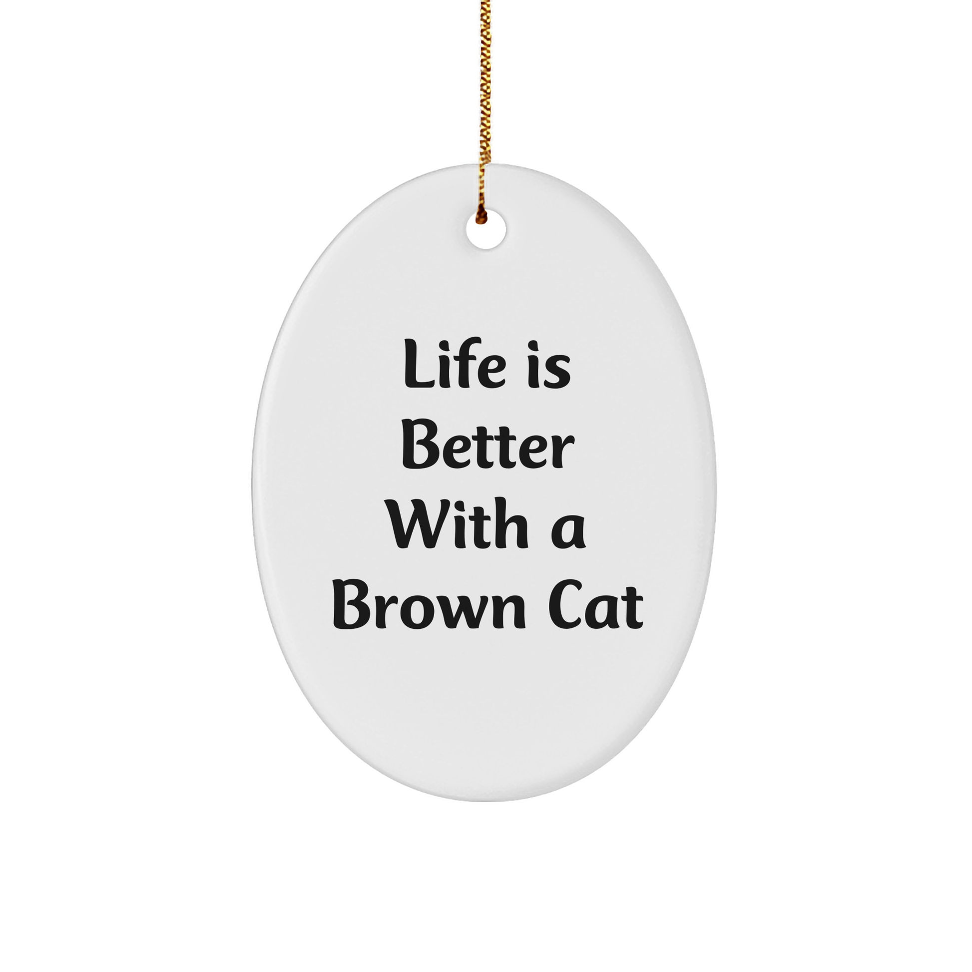 Funny Brown Cat Gifts from Men - Brown Cat Oval Ornament Life Is Better With A Brown Cat, Christmas Unique Gifts for Women, Friends, and Family - Image 1