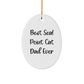 Seal Point Cat Dad Ever Gifts from Men to Friends for Christmas Unique Oval Ornament - Image 1