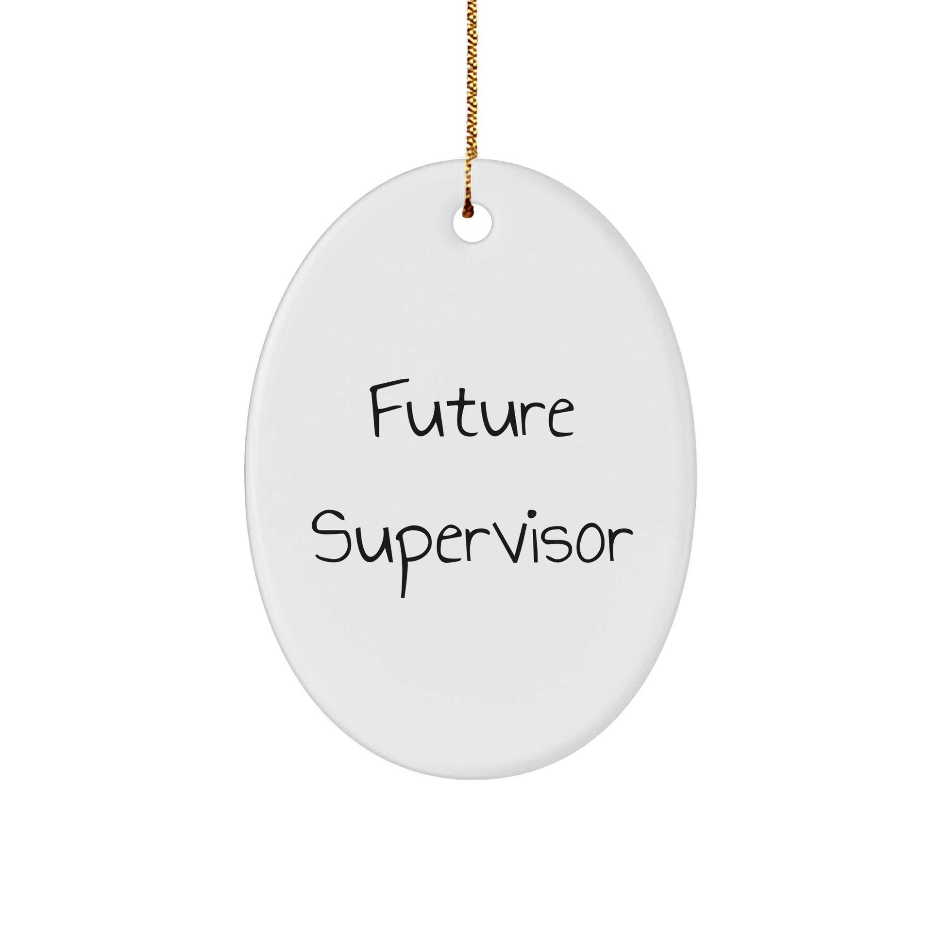 Funny Supervisor Gifts from Friends for Christmas Unique Oval Ornaments with Future Supervisor Quote, 'I'm the Future Supervisor, but for Now, I'm Just a Supervisor' - Image 1
