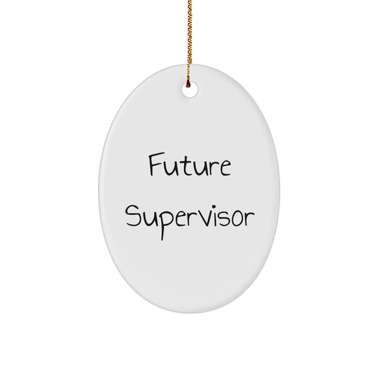Funny Supervisor Gifts from Friends for Christmas Unique Oval Ornaments with Future Supervisor Quote, 'I'm the Future Supervisor, but for Now, I'm Just a Supervisor' - Image 1