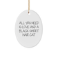 Funny Black Short Hair Cat Gifts from Friends for Christmas - Oval Ornament with All You Need Is Love And A Black Short Hair Cat Quote - Image 1