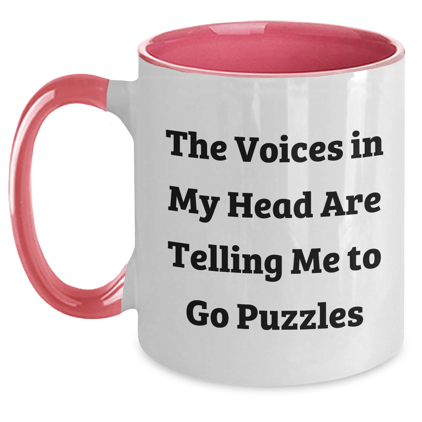 Funny Puzzles Gifts for Graduation, Two Tone Coffee Mug with Quote 'The Voices In My Head Are Telling Me To Go Puzzles', Gifts from Family, Gifts for Puzzles Enthusiasts - Main