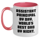 Funny Assistant Principal Gifts from Men to Assistant Principals By Day, World's Best Dad By Night Unique Two Tone Coffee Mugs for Graduation - Main