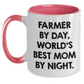 Farmer Gifts from Men - Funny Two Tone Coffee Mug, Farmer By Day, World's Best Mom By Night. - Unique Father's Day Unique Gifts for Farmers - Main