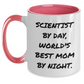 Funny Scientist Gifts - 'Scientist By Day, World's Best Mom By Night.' Two Tone Coffee Mug for Father's Day, Gifts from Mom - Main