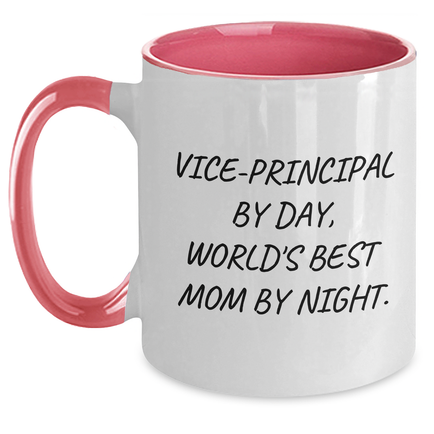 Funny Vice-Principal Gifts from Coworkers - Vice-Principal By Day, World's Best Mom By Night. Two Tone Coffee Mug, Father's Day Unique Gifts for Men - Main