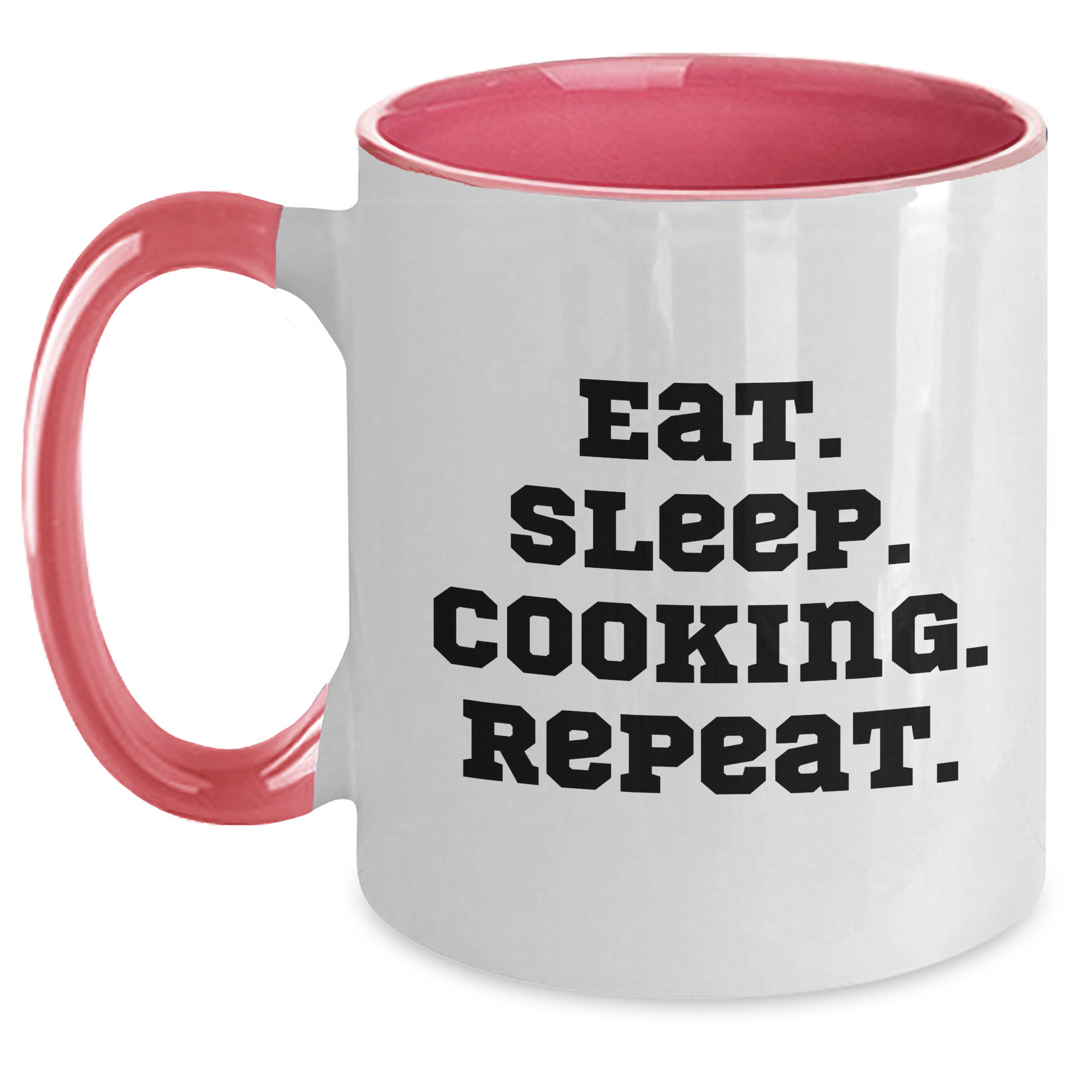Funny Cooking Quote Two Tone Coffee Mug, Gifts from Men to Cooking Lovers on Father's Day, Eat. Sleep. Cooking. Repeat., Cooking Mugs for Dad - Main