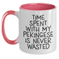Funny Pekingese Dog Gifts from Men for Dad's Quote Time Spent with Pekingese Is Never Wasted, Two Tone Coffee Mug for Father's Day - Main