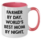Farmer Gifts from Men - Funny Two Tone Coffee Mug, Farmer By Day, World's Best Mom By Night. - Unique Father's Day Unique Gifts for Farmers - Additional